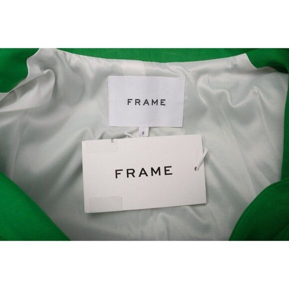 FRAME Womans Suit Jacket Blazer Size 2 Green Linen Blend The Femme Blazer NWT - Picture 6 of 6